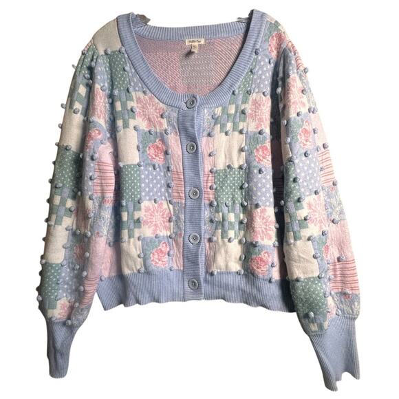 Matilda Jane Women Sz XL Heart to Heart Waltz of the Flowers Patchwork Sweater - Picture 1 of 13